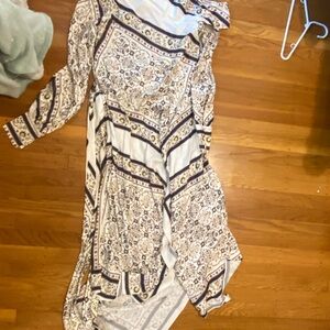 Jonathan Simkhai Cream and Black Patterned Long Sleeve Dress